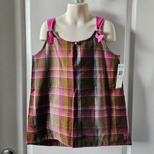 Roxy Kid's Strappy Plaid Sleeveless Blouse - NEW
